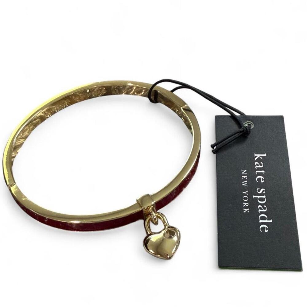 Kate Spade Red & Gold Heart Spade Thin Bangle - Picture 2 of 4